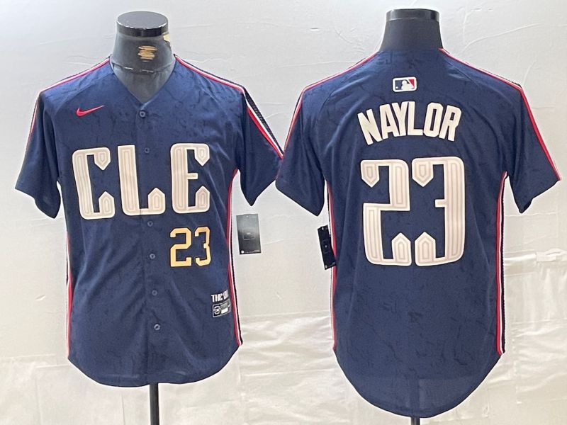 Men Cleveland Indians #23 Naylor Blue City Edition Nike 2024 MLB Jersey style 2->cleveland indians->MLB Jersey